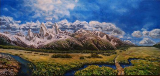 Patagonian landscape, Fitz Roy - oil painting