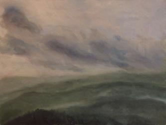 Rainy day at Šumava - oil painting