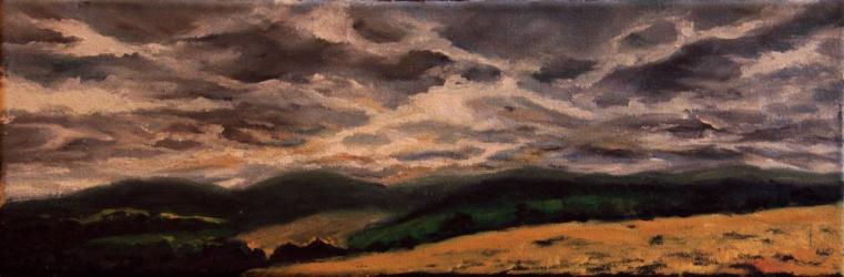 Storm over August landscape, Šumava - oil painting