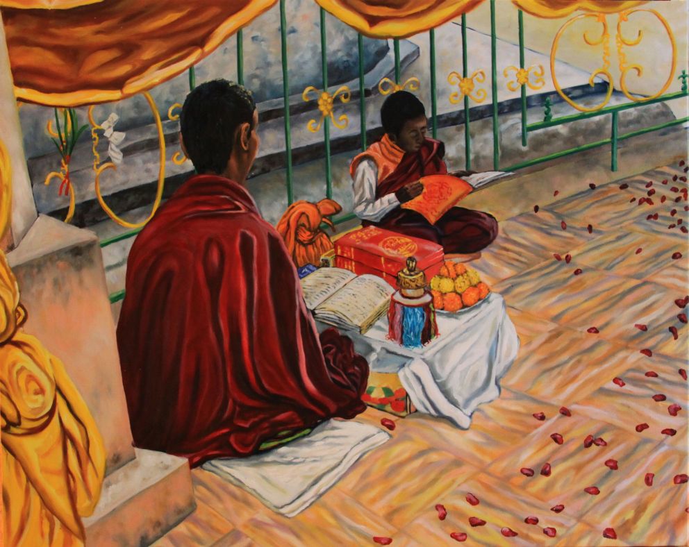 Obraz - Mnichové z Bodhgaya