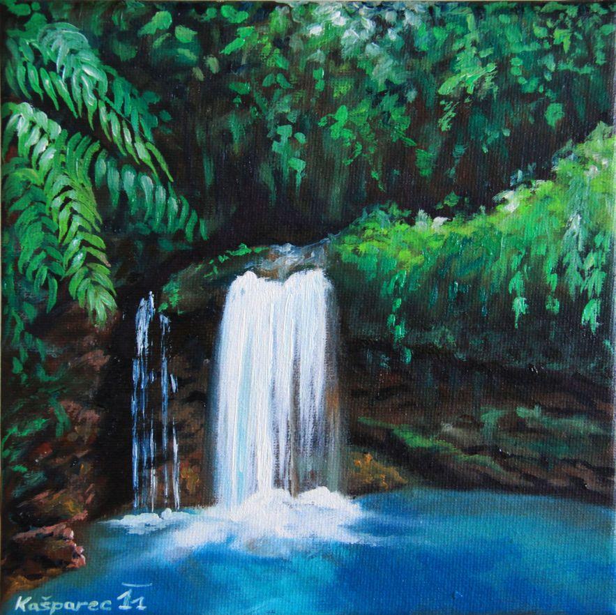 Oil painting - Jungle waterfall study