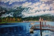 Coal Harbour view of Noth Vancouver - oil painting