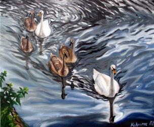 Swans I - oil painting