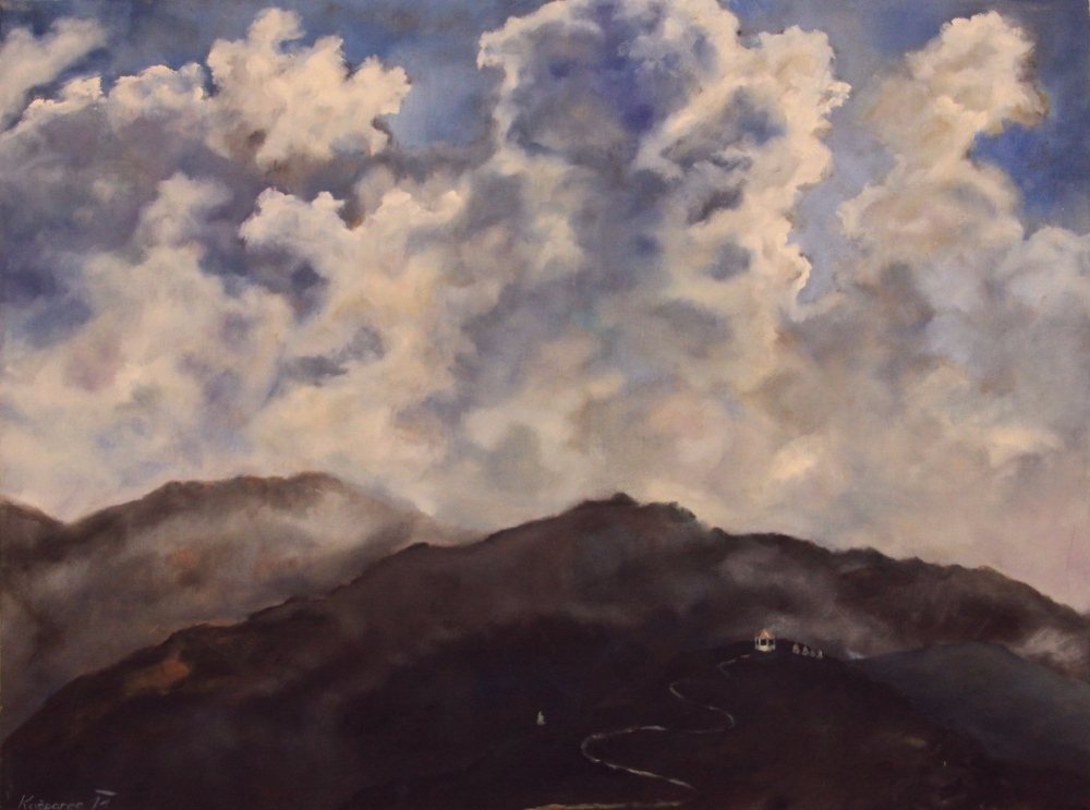 Oil painting - Himalayas- Morning view from Tonglu