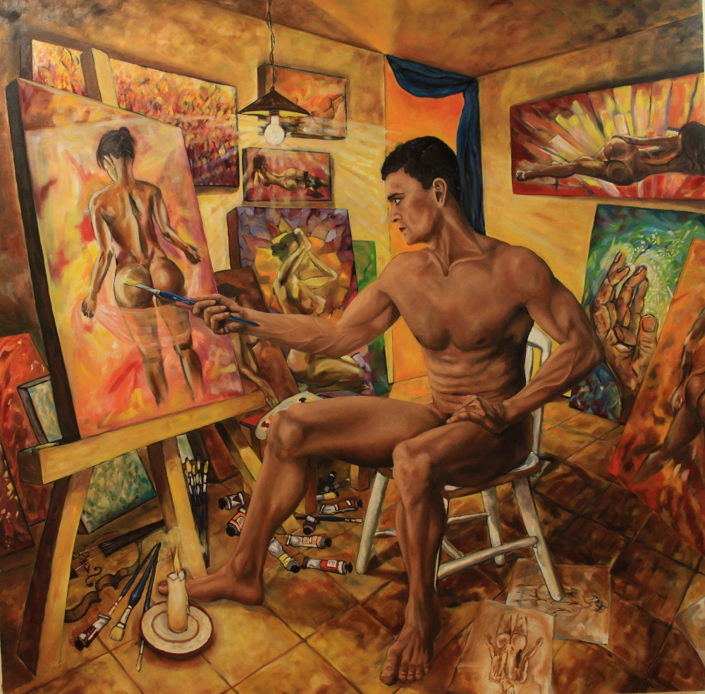Oil painting - Naked painter