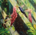 Detail of the painting "Humming birds" - oil painting