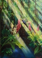 Kolibříci v ráji - olejomalba, obraz