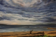 English bay under rainy sky - oil painting