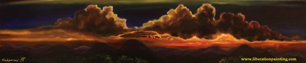 Oil painting - Sunset over the mountains II