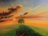 Tree at the end of the Path - oil painting