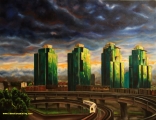 Expo boulevard and Georgia Viaduct - oil painting