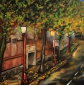 On the way to China Town - oil painting