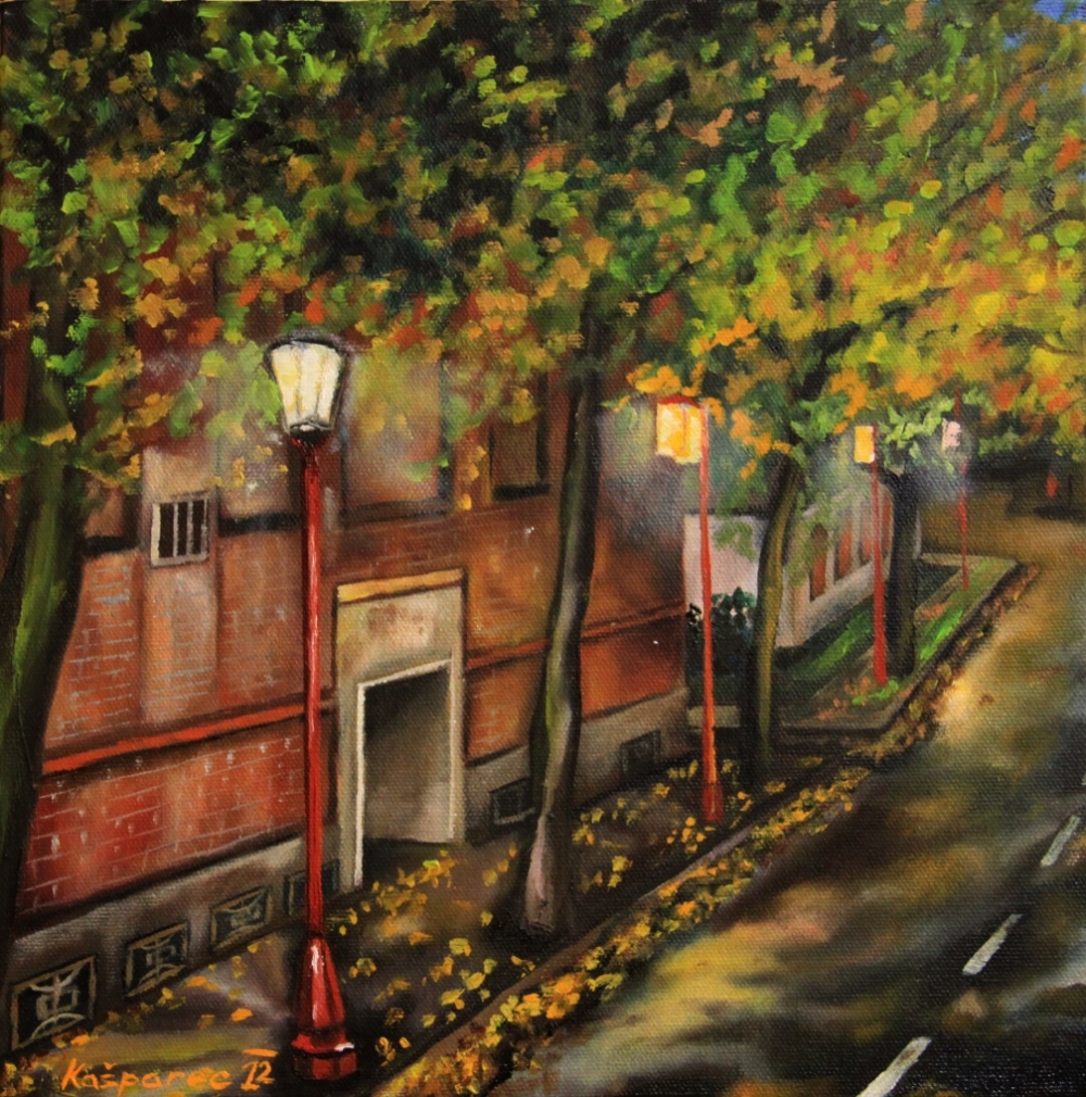 Oil painting - On the way to China Town