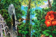 Monkey Paradise- detail of central section - oil painting