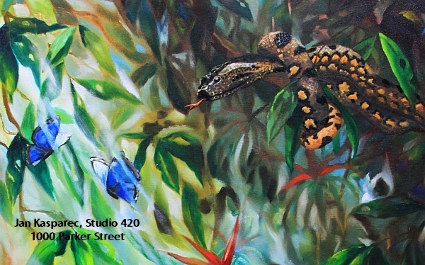 Oil painting - Tiger and Anaconda