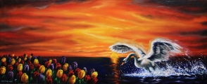 Landing in heaven - oil painting