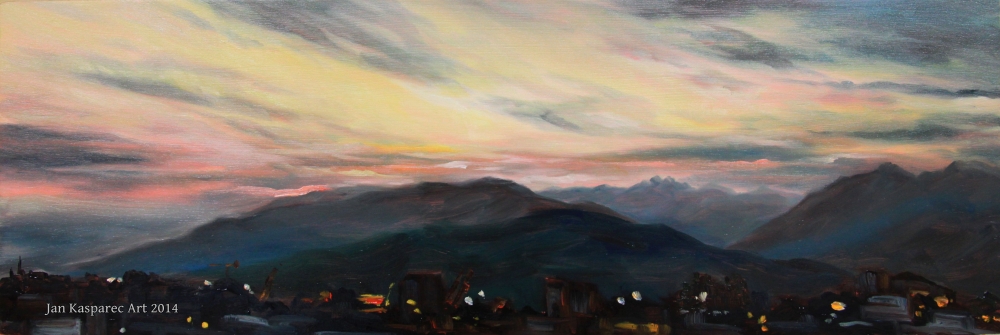 Oil painting - August sunset study