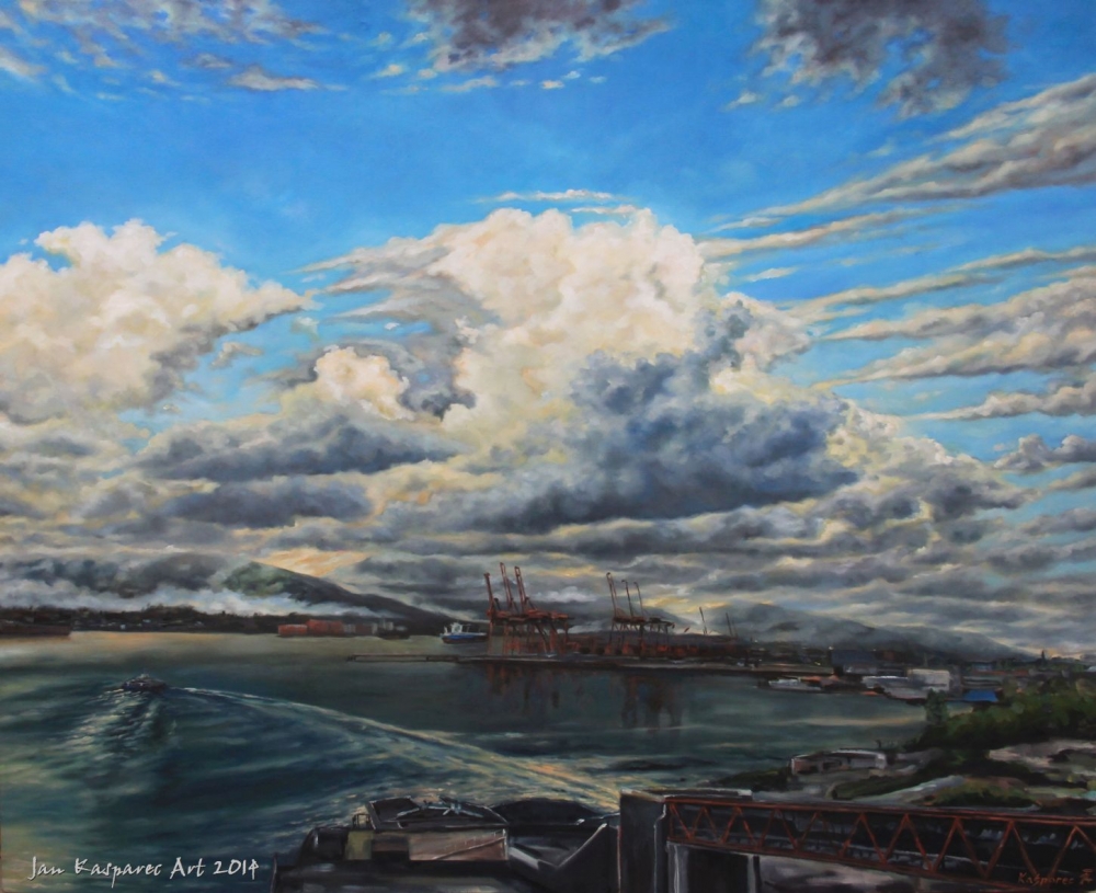 Oil painting - From Waterfront to North Vancouver
