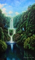 Butterflies at the waterfalls - oil painting