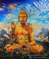 Buddha surrounded by spirits of animals - oil painting