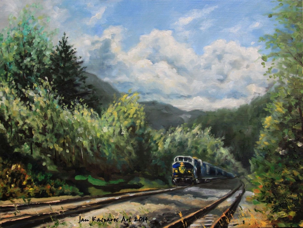 Oil painting - Rocky Mountaineer at Brakendale