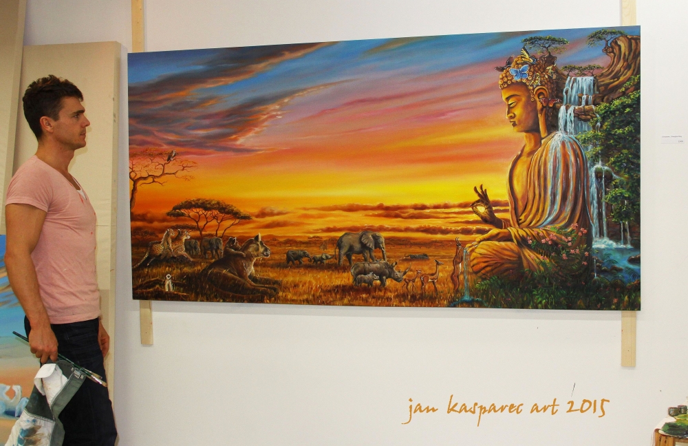 Oil painting - Buddha the life giver, with author