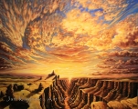 Západ slunce v kaňonu - olejomalba, obraz