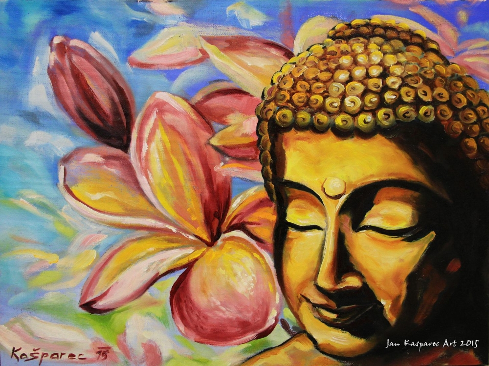 Oil painting - Buddha in Magnolias