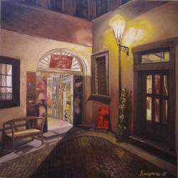 Under the lamp, Prague - oil painting