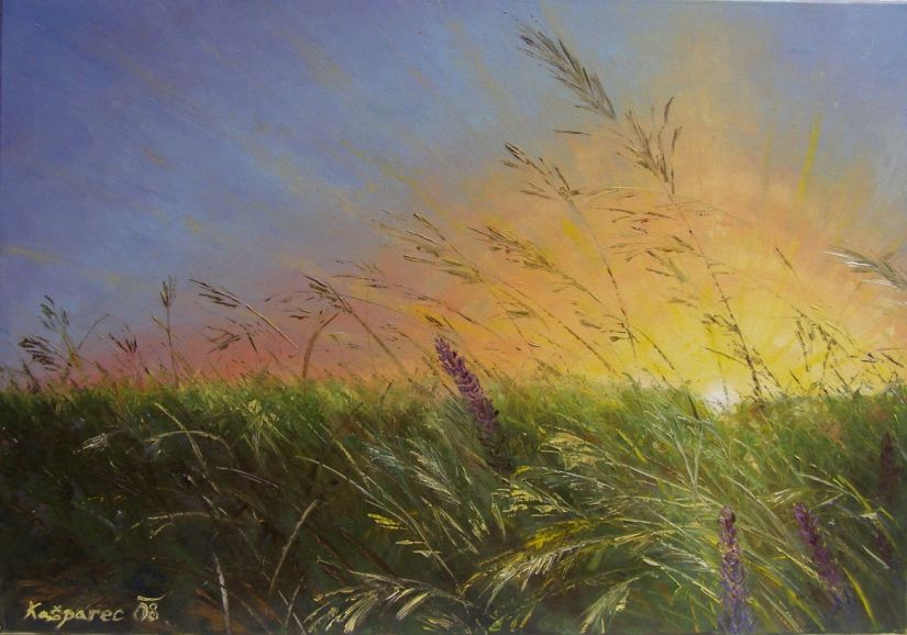 Oil painting - Bukovina sunset