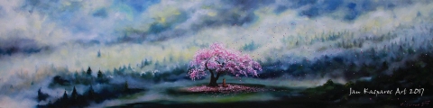 Sakura Buddha - oil painting