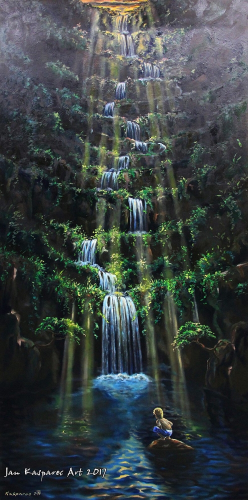 Oil painting - Magical Waterfall