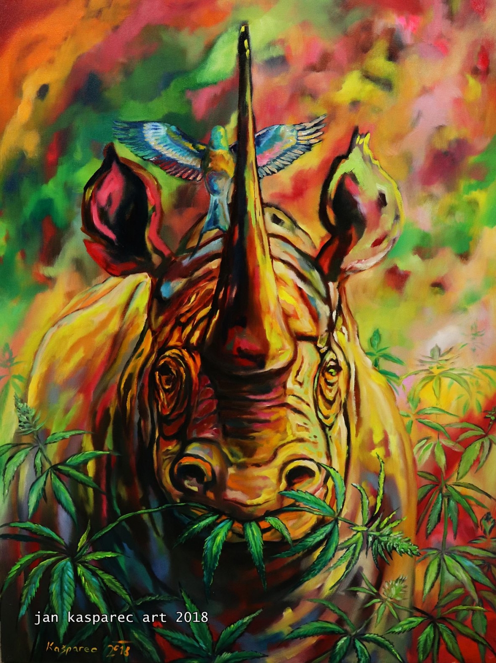 Oil painting - Rhino Freedom