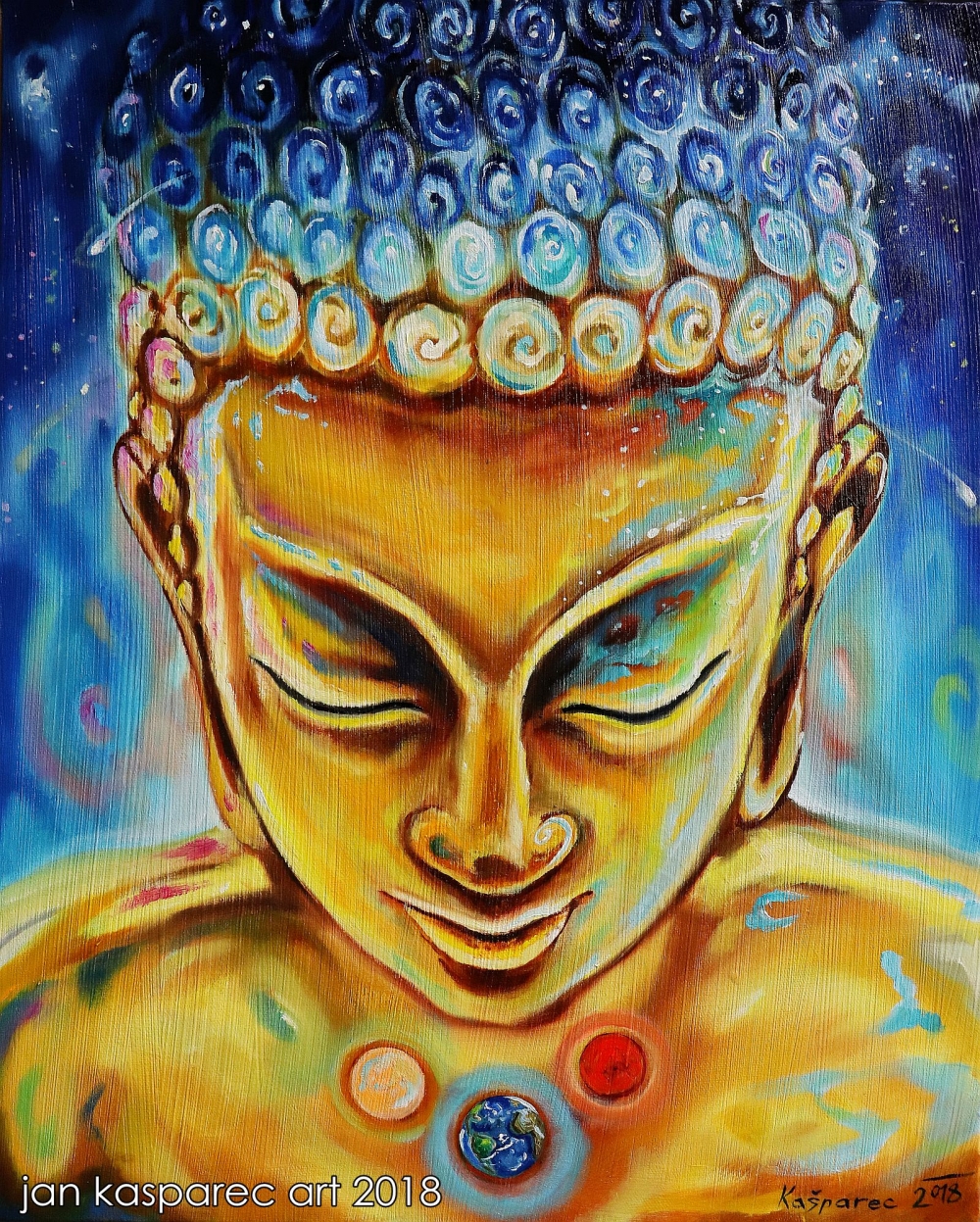 Oil painting - Space Buddha