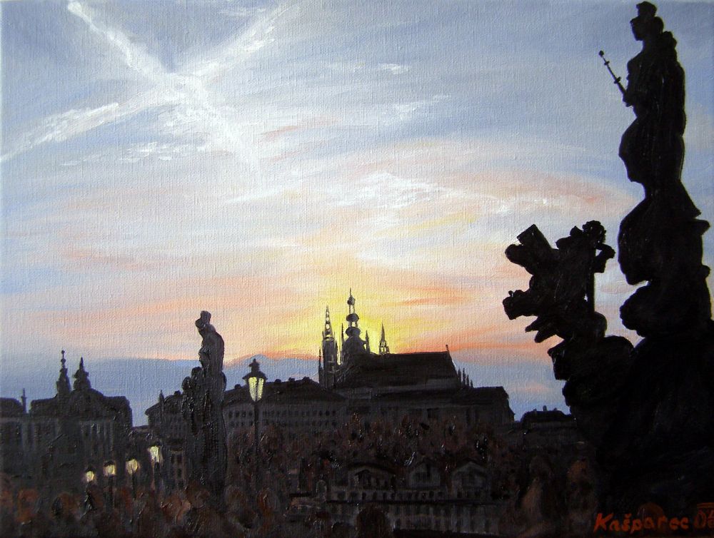 Obraz - Karlův most při západu slunce