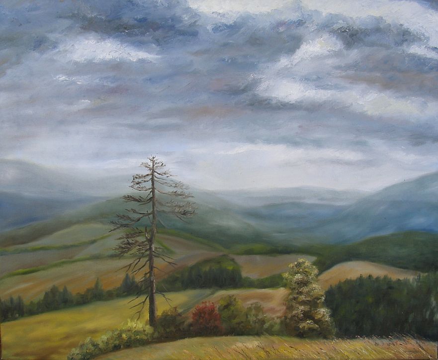 Oil painting - Windy morning at Adam