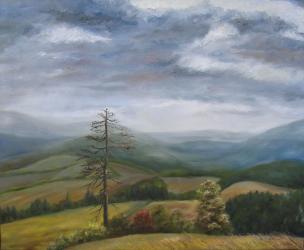 Windy morning at Adam - oil painting