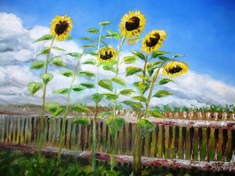 Oil painting - Sunflowers